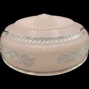 Vintage Pink Floral Embossed Glass Ceiling Light Fixture Shade